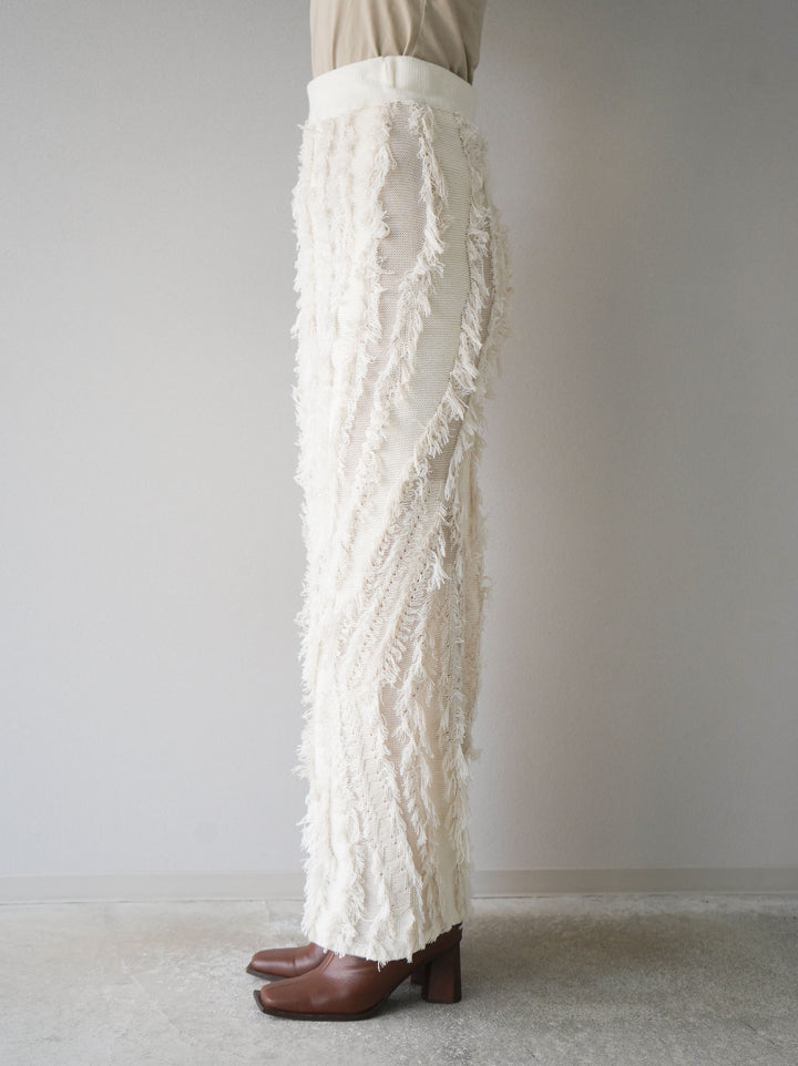 [予約]ミックスフリンジニットスカート/アイボリー