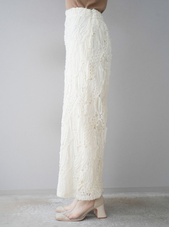 [預訂] 提花線蕾絲I字裙/象牙白