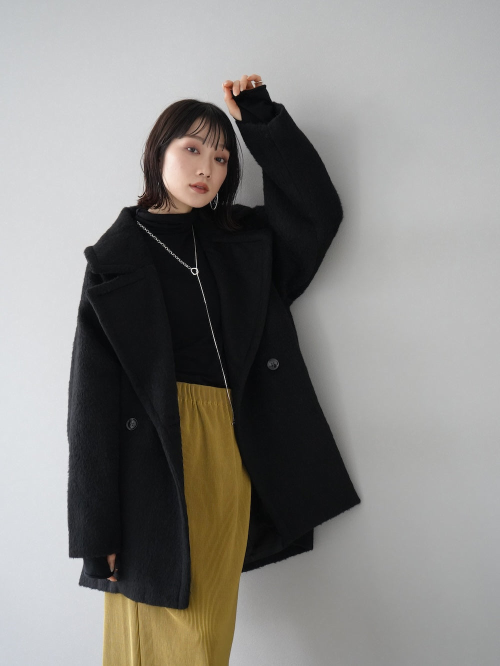 予約]シャギーPコート/ブラック – Lumier