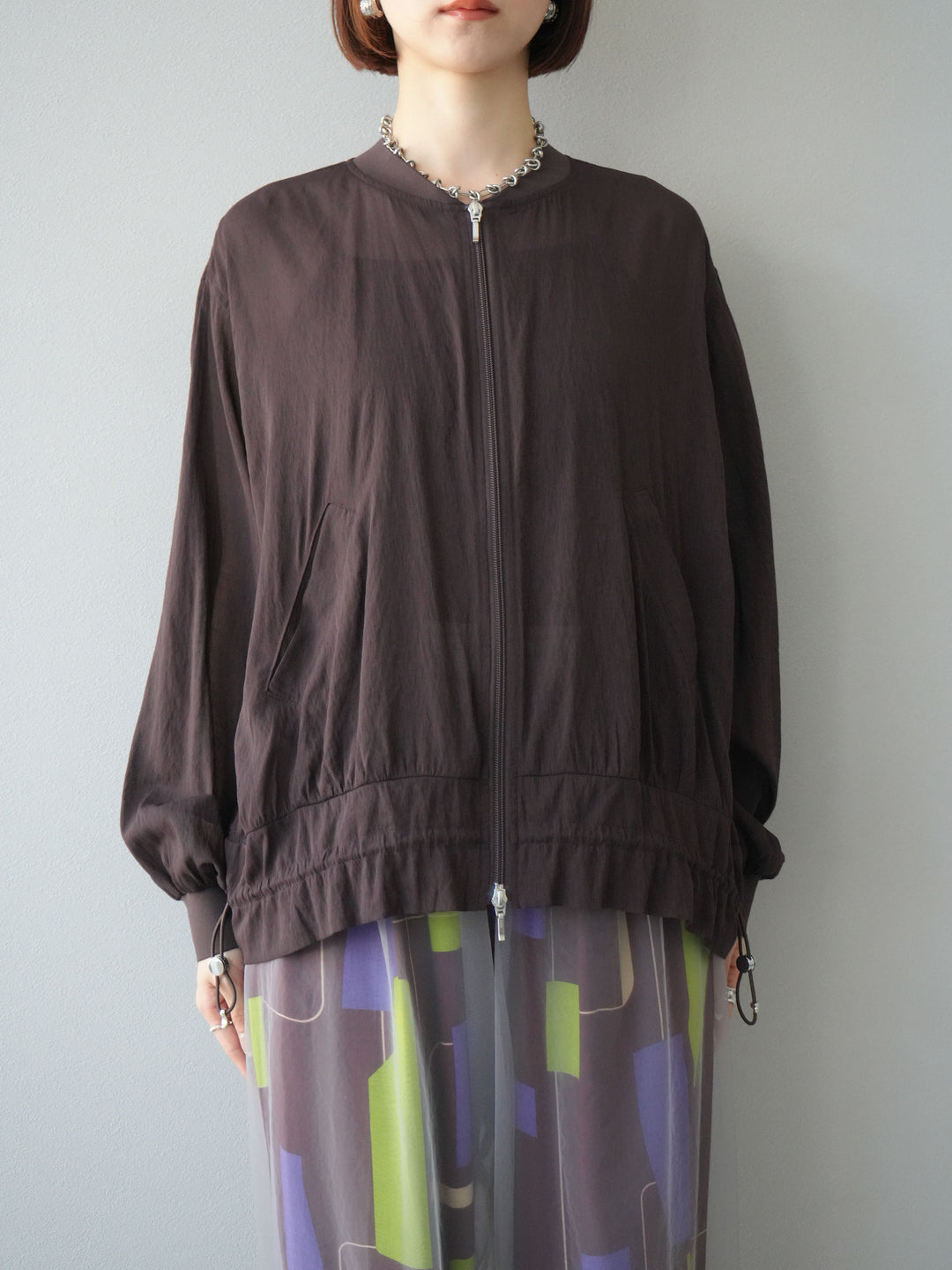 [預訂] Washer Sheer Blouson/棕色