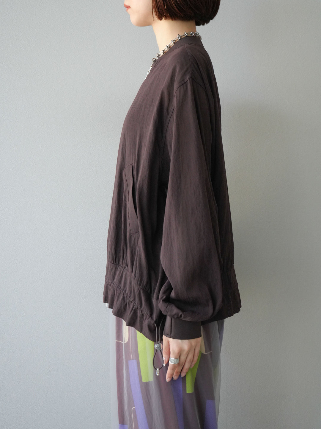 [預訂] Washer Sheer Blouson/棕色