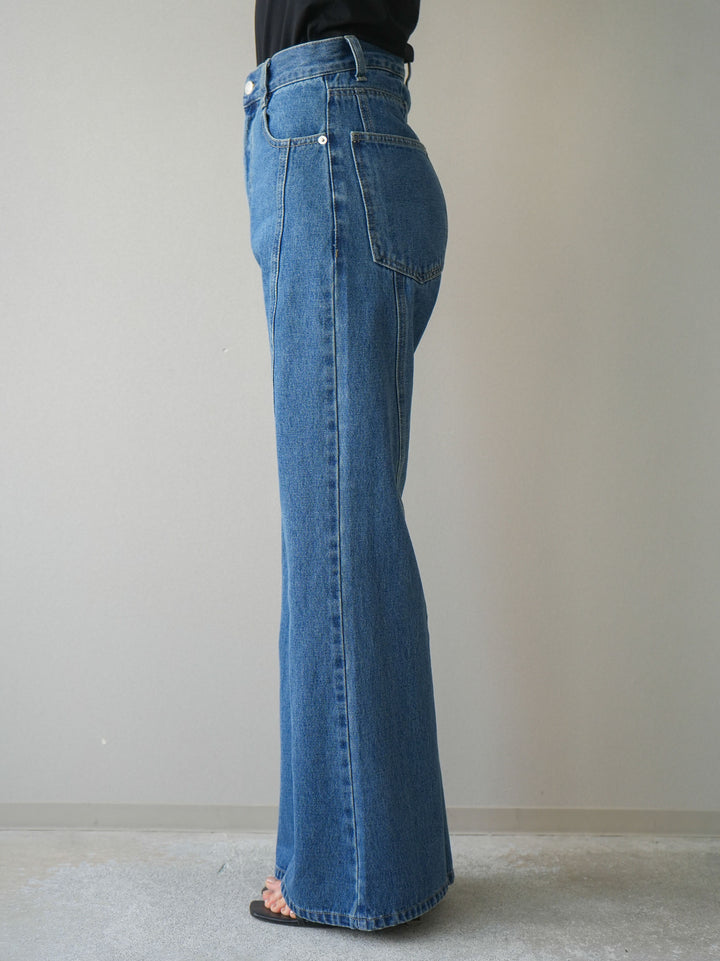 [予約]サイドラインフレアデニムパンツ/blue