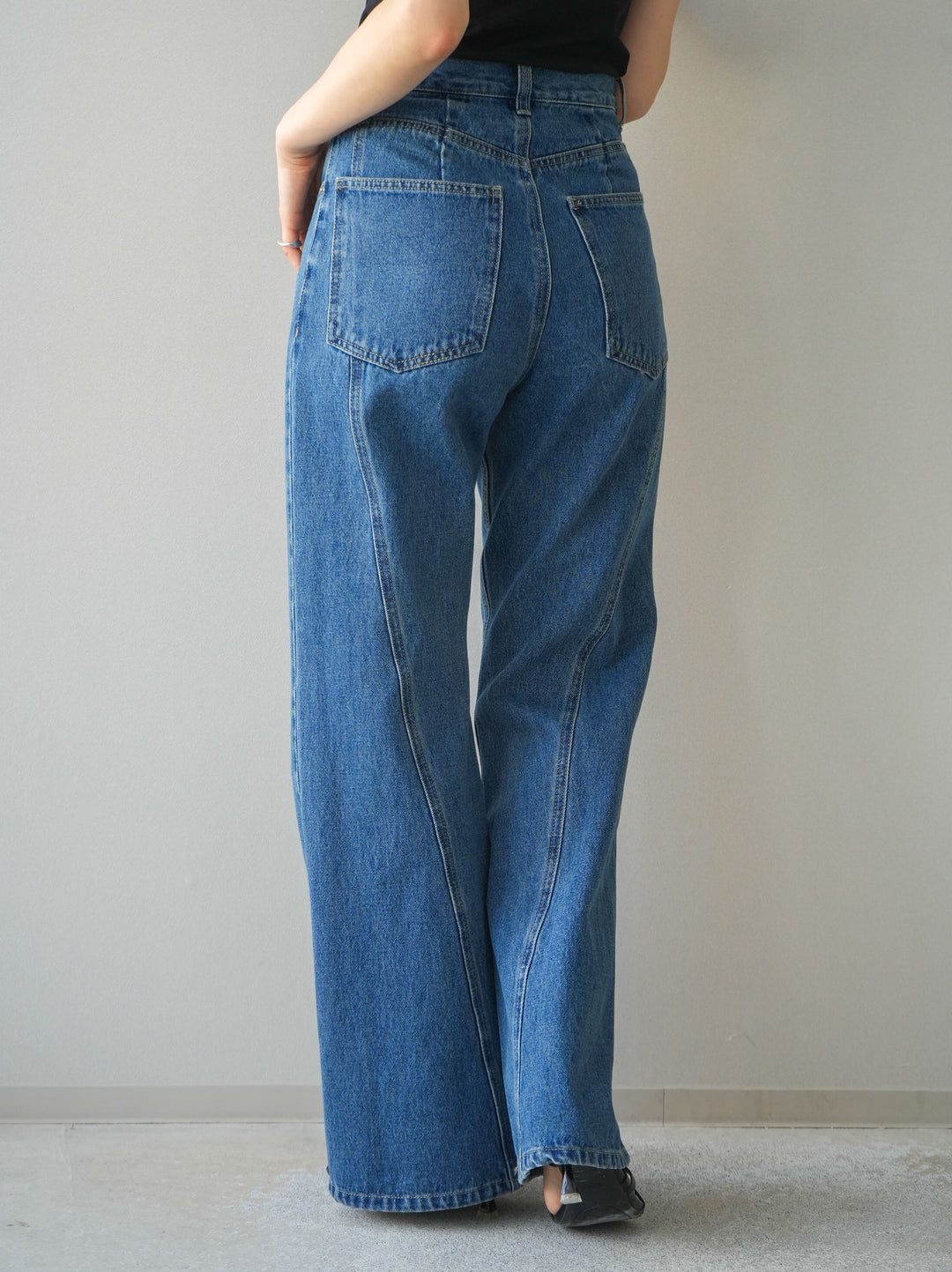 [予約]サイドラインフレアデニムパンツ/blue