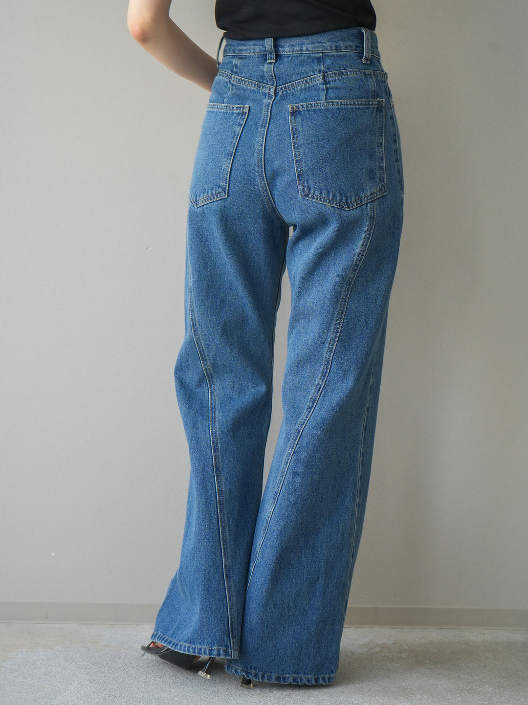 [予約]サイドラインフレアデニムパンツ/blue