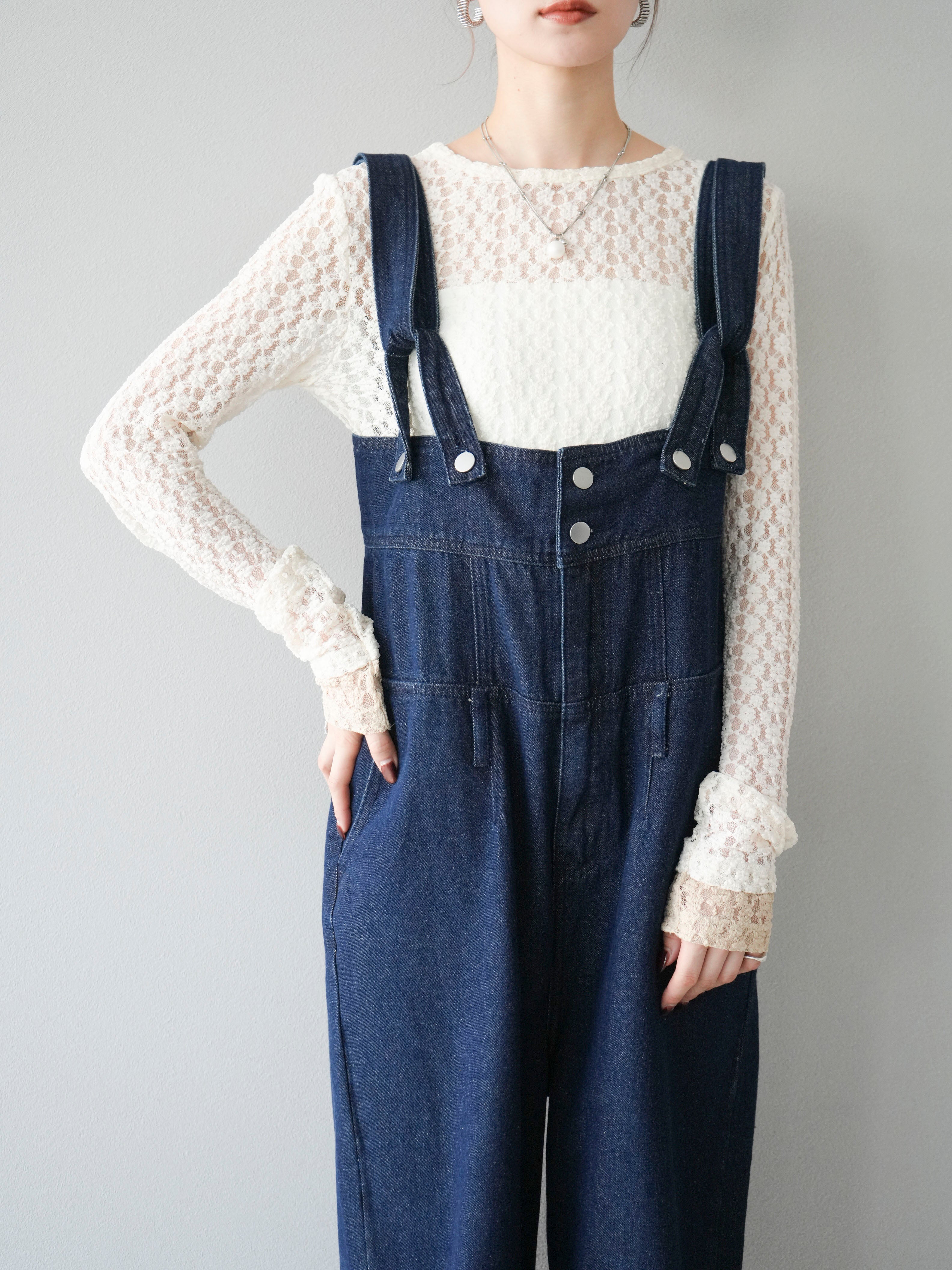 予約]袖配色カットレーストップス/アイボリー – Lumier