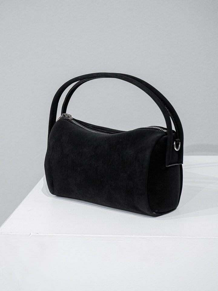 [予約]ワンハンドルソフトレザーミニバック/ブラック