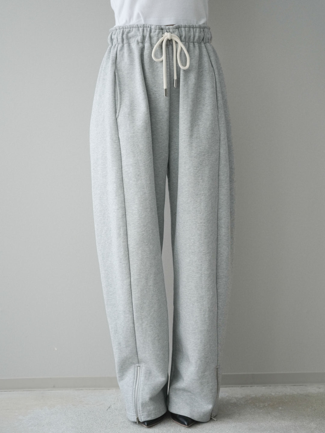 [予約]裾ZIPスエットワイドパンツ/gray