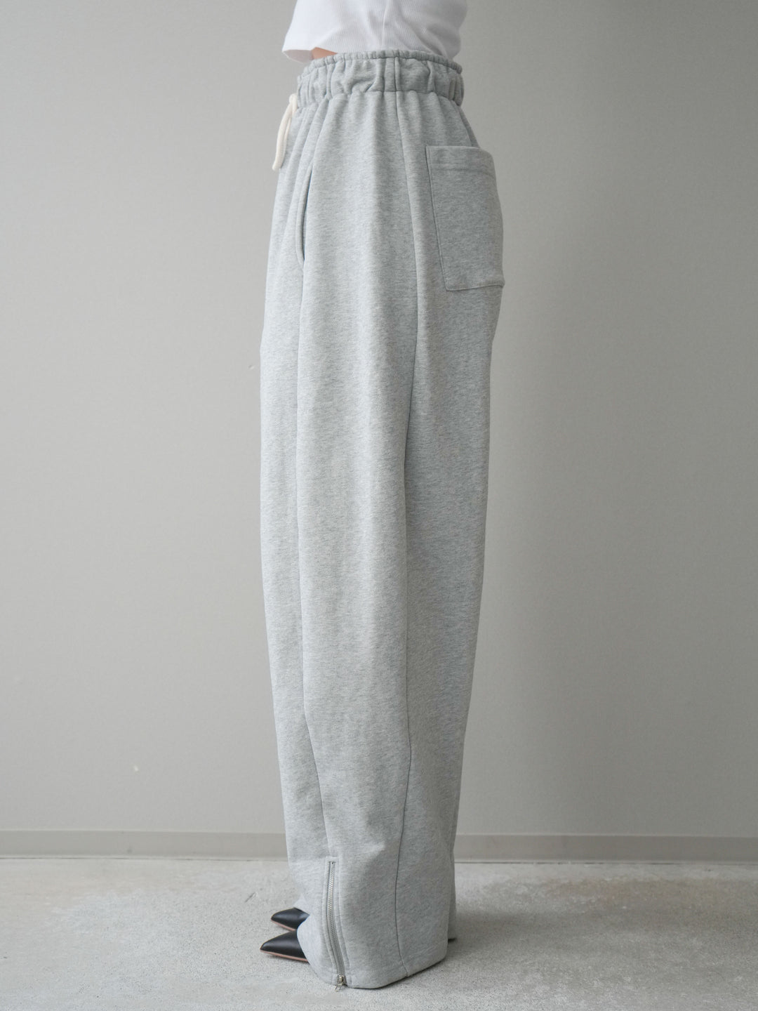 [予約]裾ZIPスエットワイドパンツ/gray