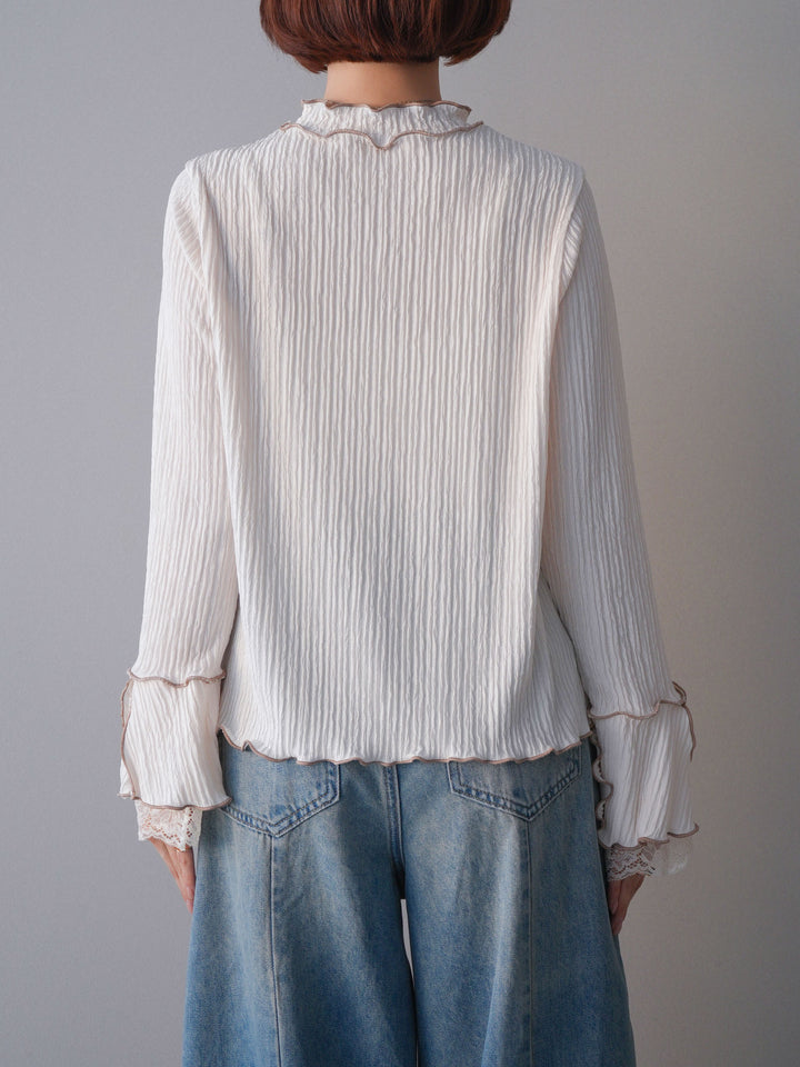 [予約]袖レース楊柳メロートップス/offwhite
