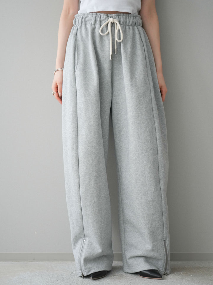 [予約]裾ZIPスエットワイドパンツ/gray