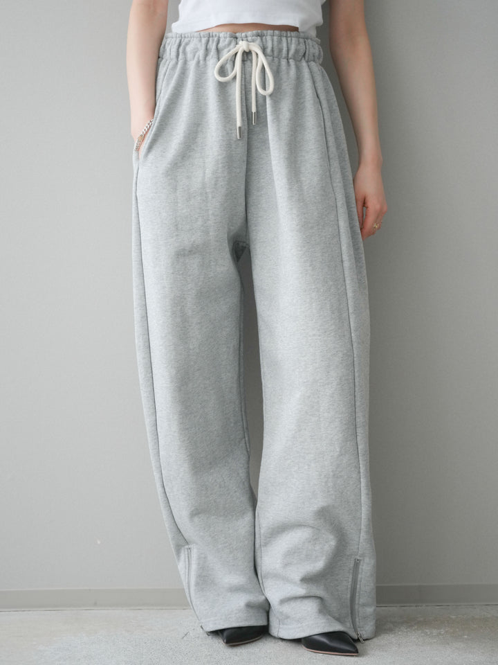 [予約]裾ZIPスエットワイドパンツ/gray