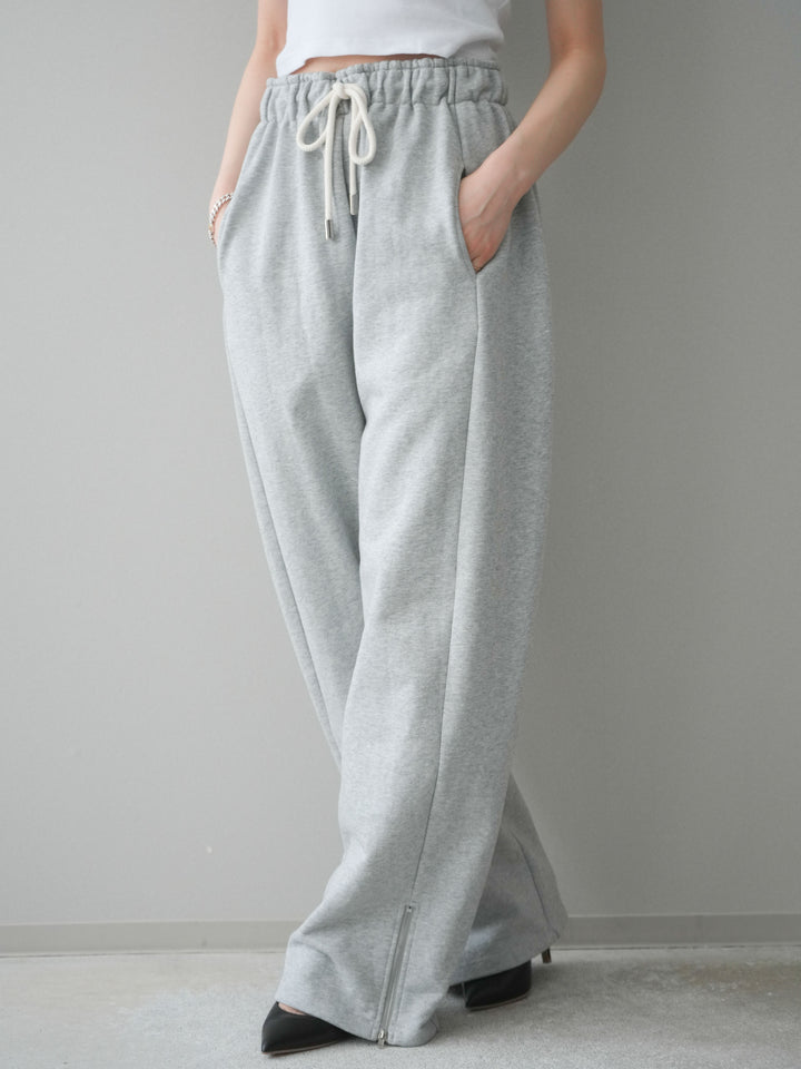 [予約]裾ZIPスエットワイドパンツ/gray