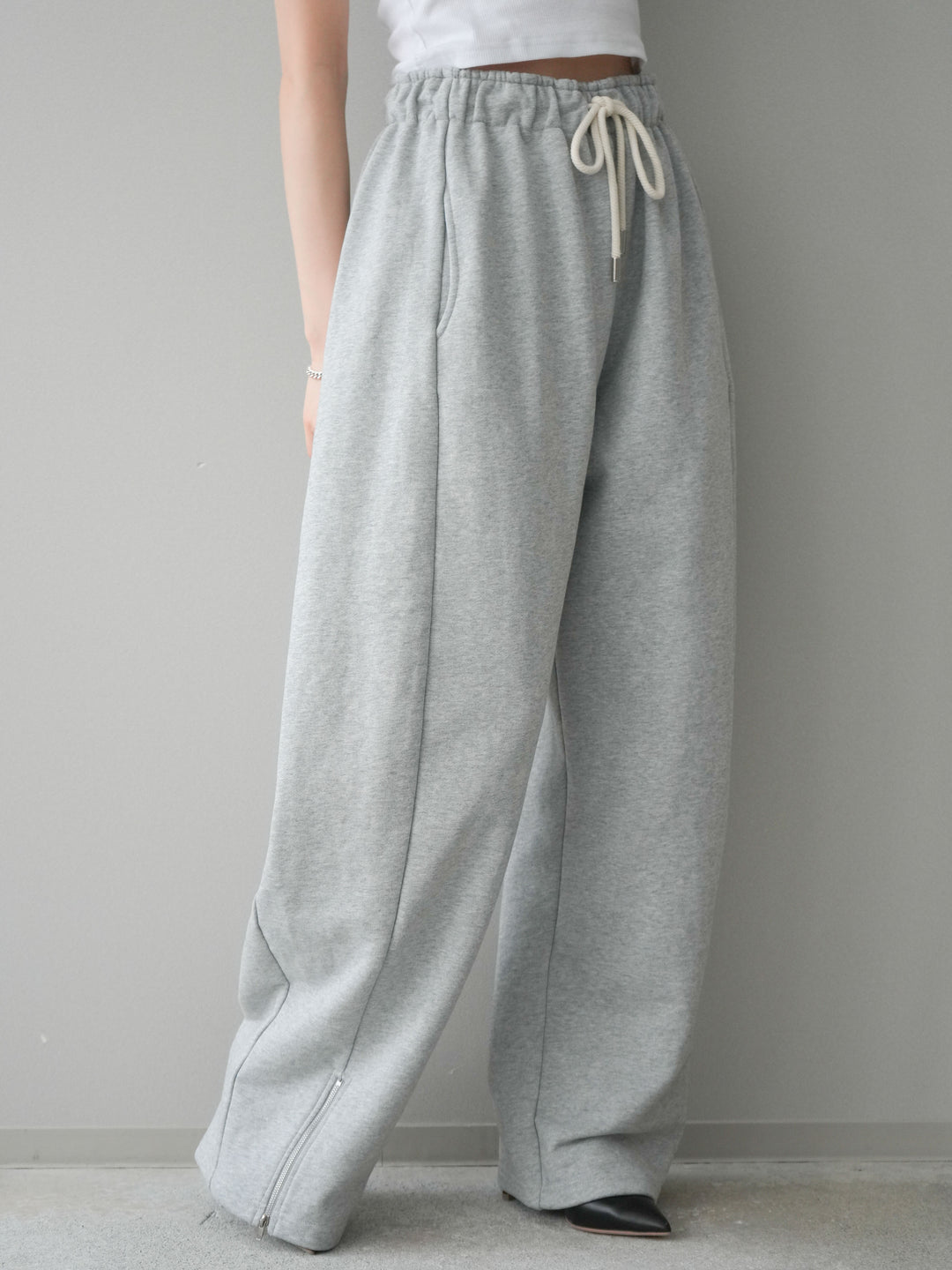 [予約]裾ZIPスエットワイドパンツ/gray