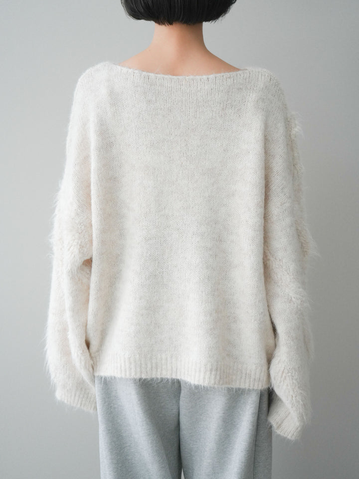 [予約]シャギーデザインニットプルオーバー/ivory