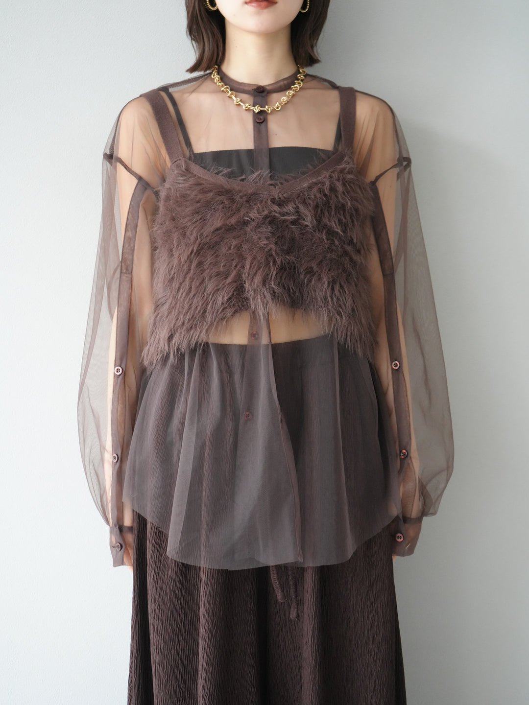 [予約]シャギーニットビスチェ/ブラウン