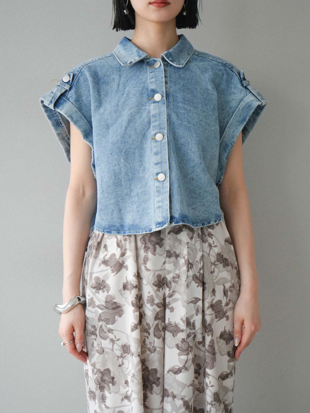 [予約]デニムショートハーフジャケット/ライトブルー