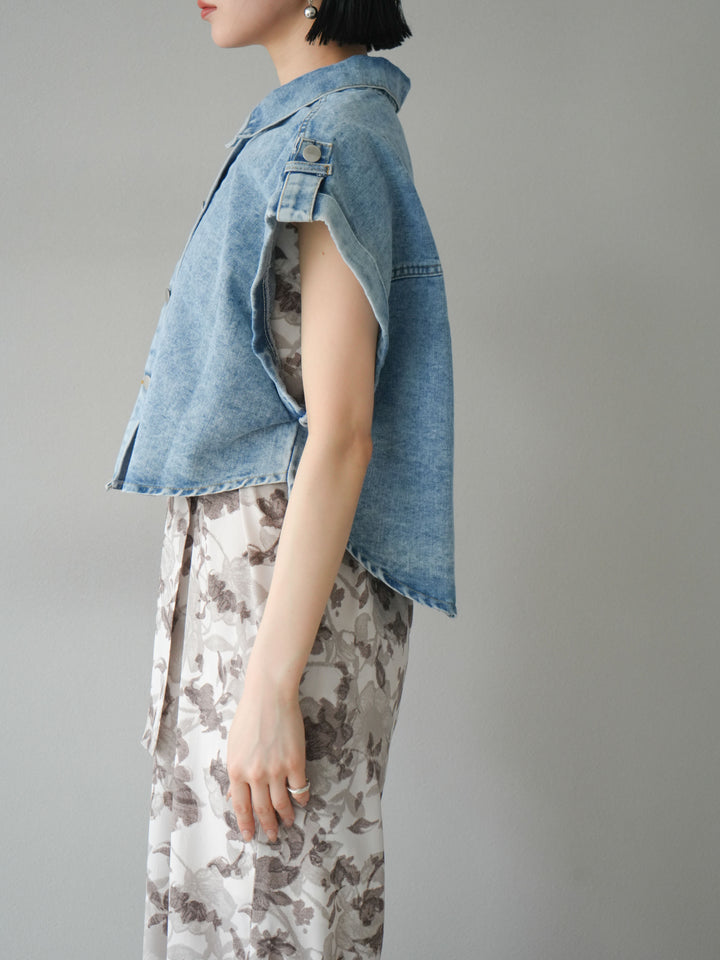 [予約]デニムショートハーフジャケット/ライトブルー