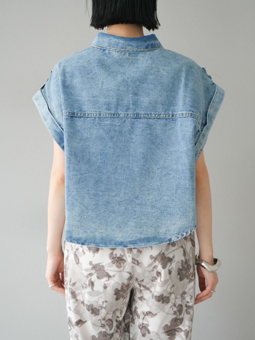 [予約]デニムショートハーフジャケット/ライトブルー