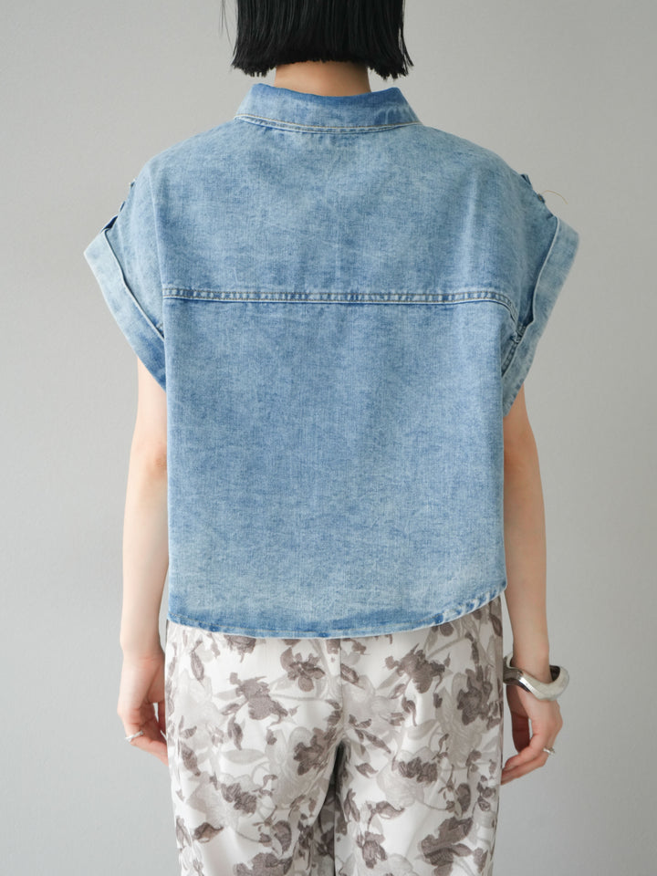 [予約]デニムショートハーフジャケット/ライトブルー