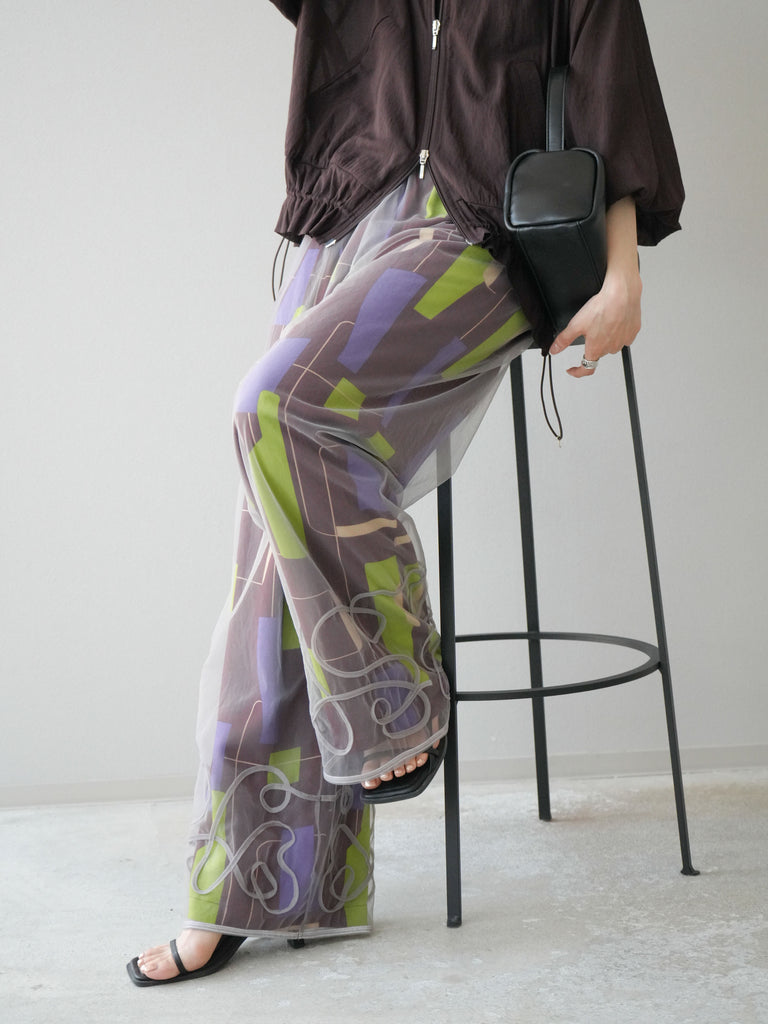 予約]コード刺繍チュールレイヤードパンツ/グレー – Lumier