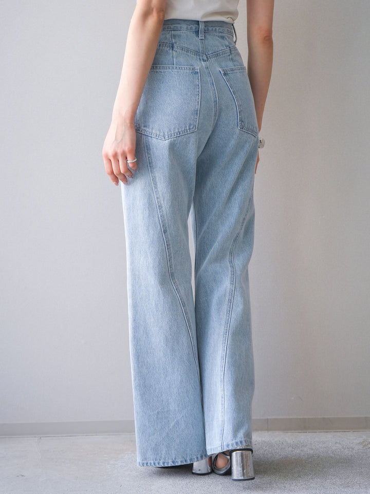 [予約]サイドラインフレアデニムパンツ/bleach