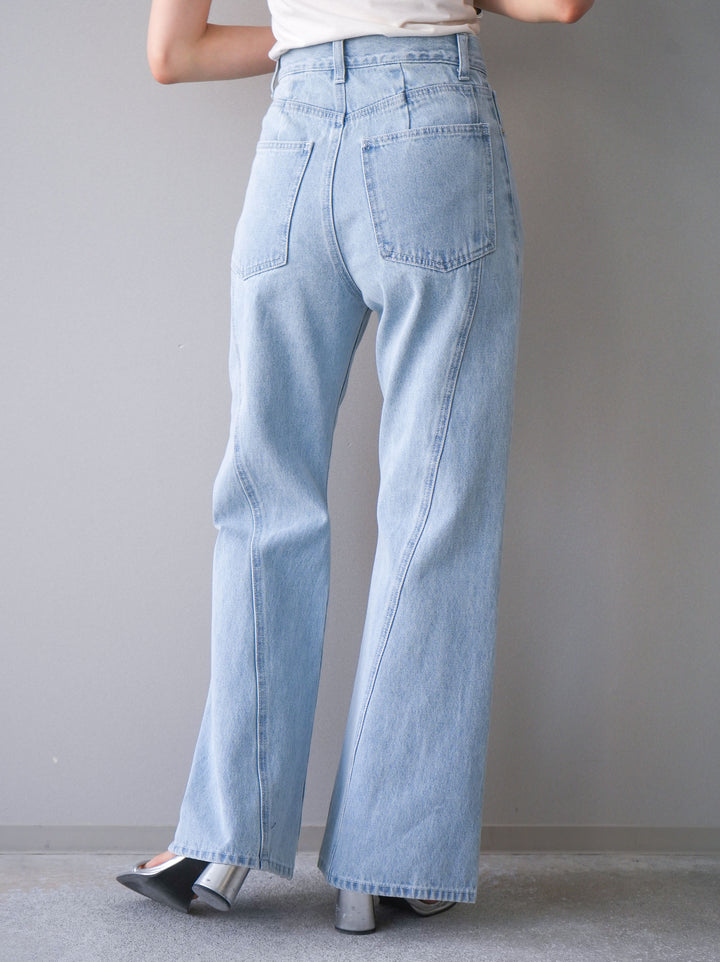[予約]サイドラインフレアデニムパンツ/bleach