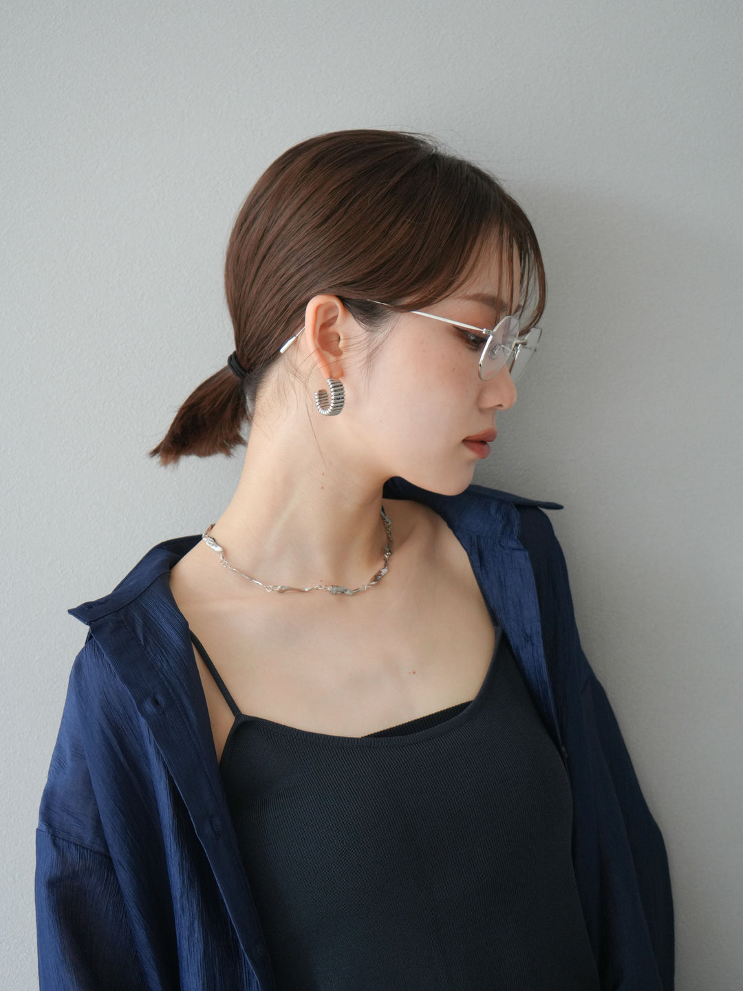 [予約]ニュアンスプレートチェーンネックレス/シルバー