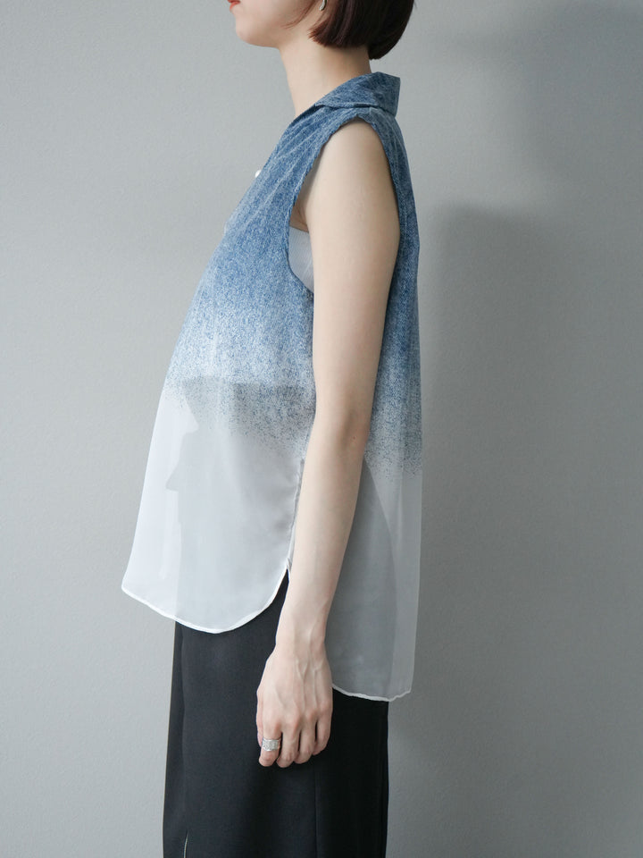 【預購】染色漸層船長襯衫/藍色