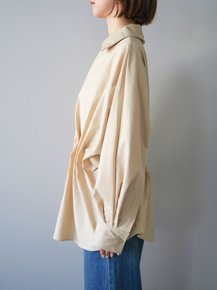 [予約]ウエストギャザースキッパーシャツ/beige