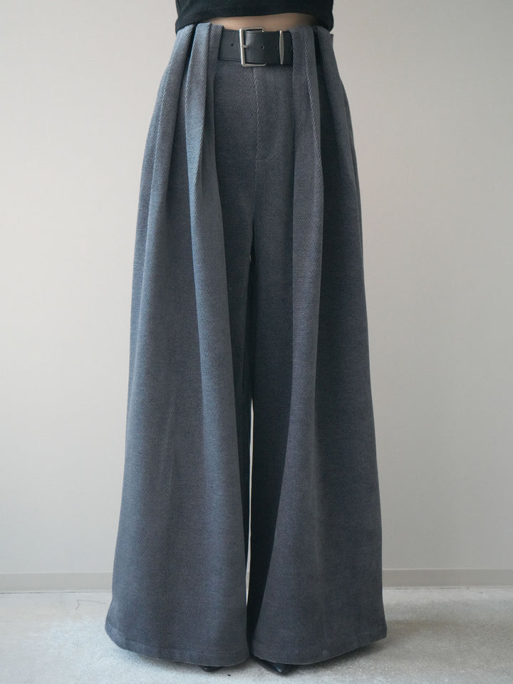 [予約]ベルトデザインループコールテンワイドパンツ(ベルト付き)/charcoal