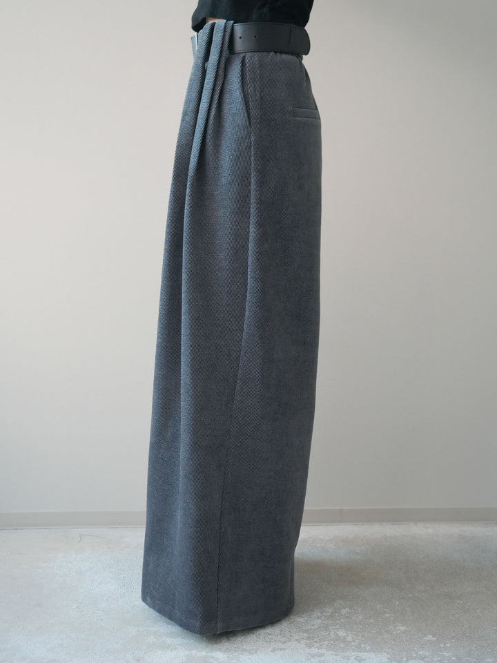 [予約]ベルトデザインループコールテンワイドパンツ(ベルト付き)/charcoal