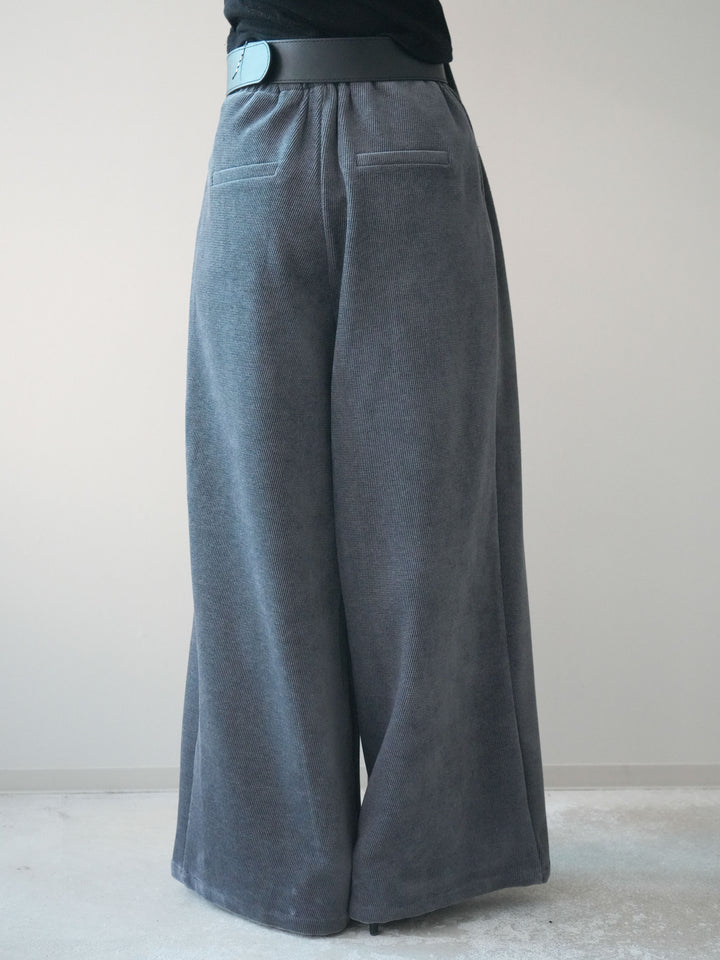 [予約]ベルトデザインループコールテンワイドパンツ(ベルト付き)/charcoal