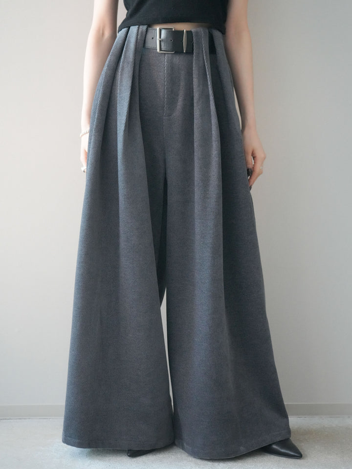 [予約]ベルトデザインループコールテンワイドパンツ(ベルト付き)/charcoal