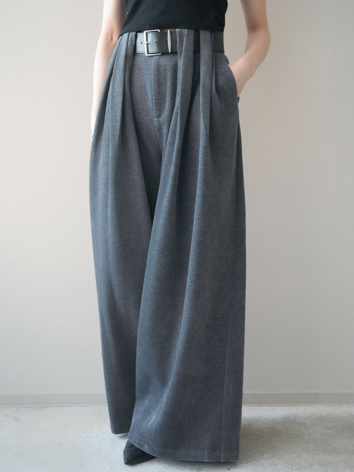 [予約]ベルトデザインループコールテンワイドパンツ(ベルト付き)/charcoal