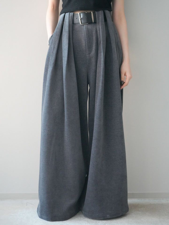[予約]ベルトデザインループコールテンワイドパンツ(ベルト付き)/charcoal