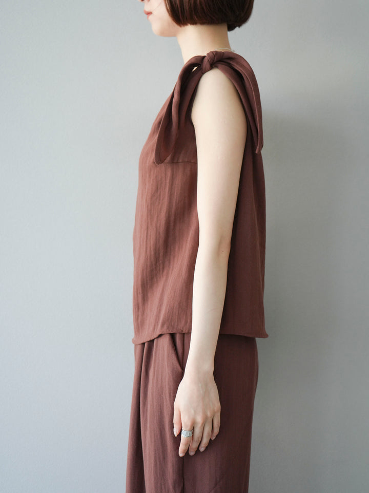 [SET]アシンメトリーショルダーデザイントップス＆ワイドパンツSET UP(2set)