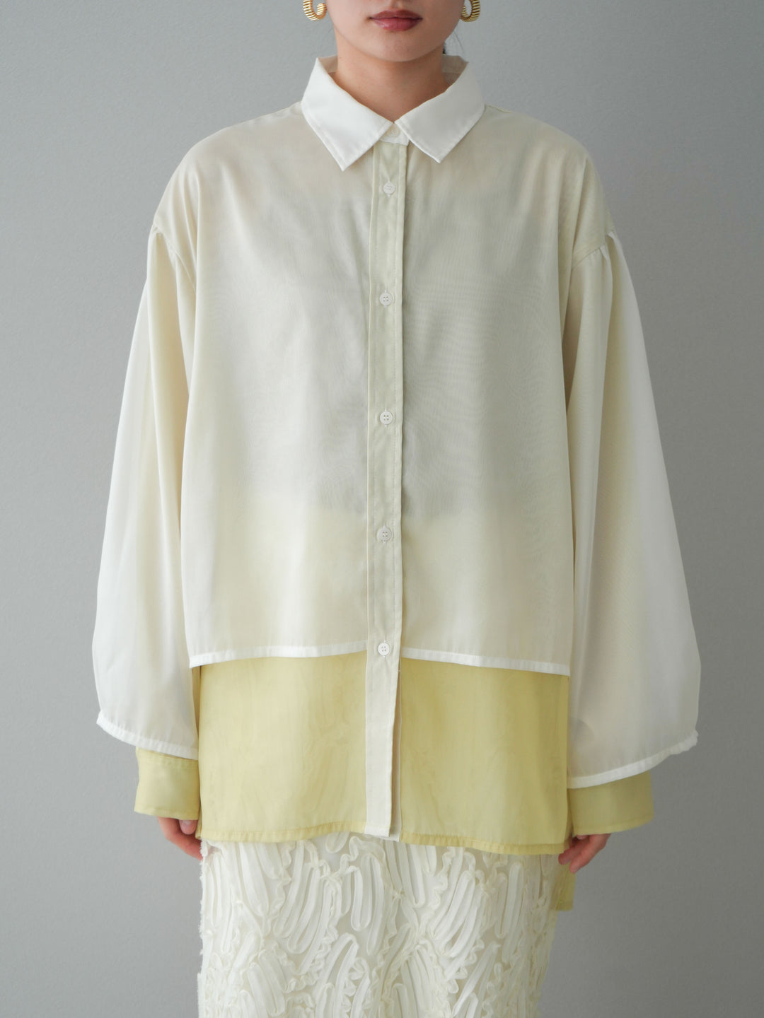 [予約]シアーレイヤードシャツ/オフ