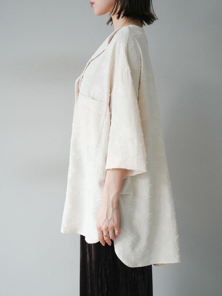 [予約]ジャガードハーフスリーブシャツ/アイボリー