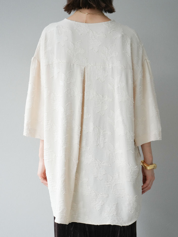 [予約]ジャガードハーフスリーブシャツ/アイボリー