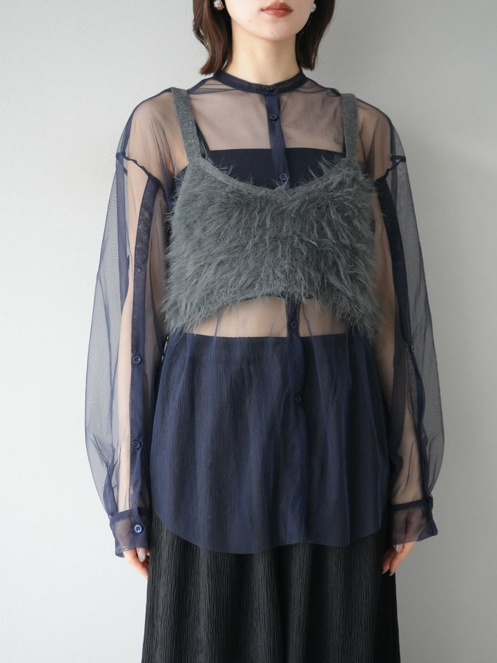 [予約]シャギーニットビスチェ/チャコール