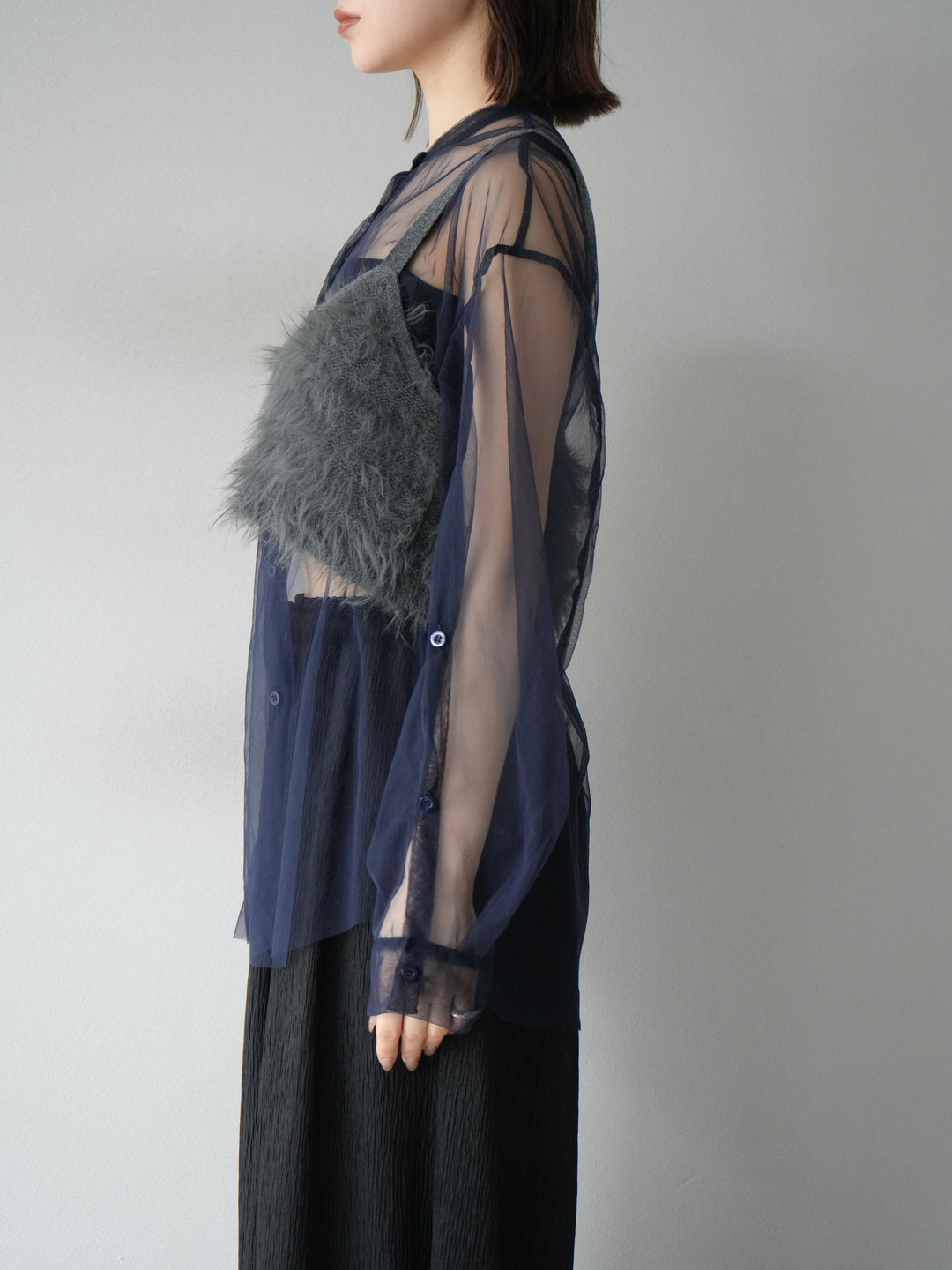 [予約]シャギーニットビスチェ/チャコール