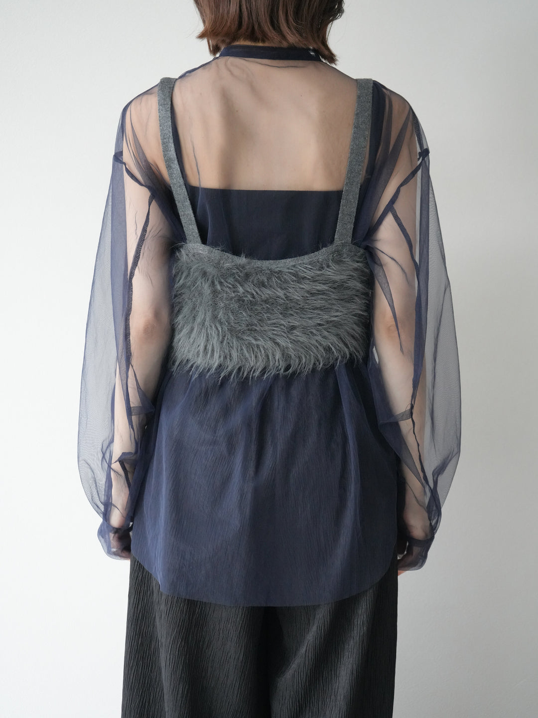 [予約]シャギーニットビスチェ/チャコール