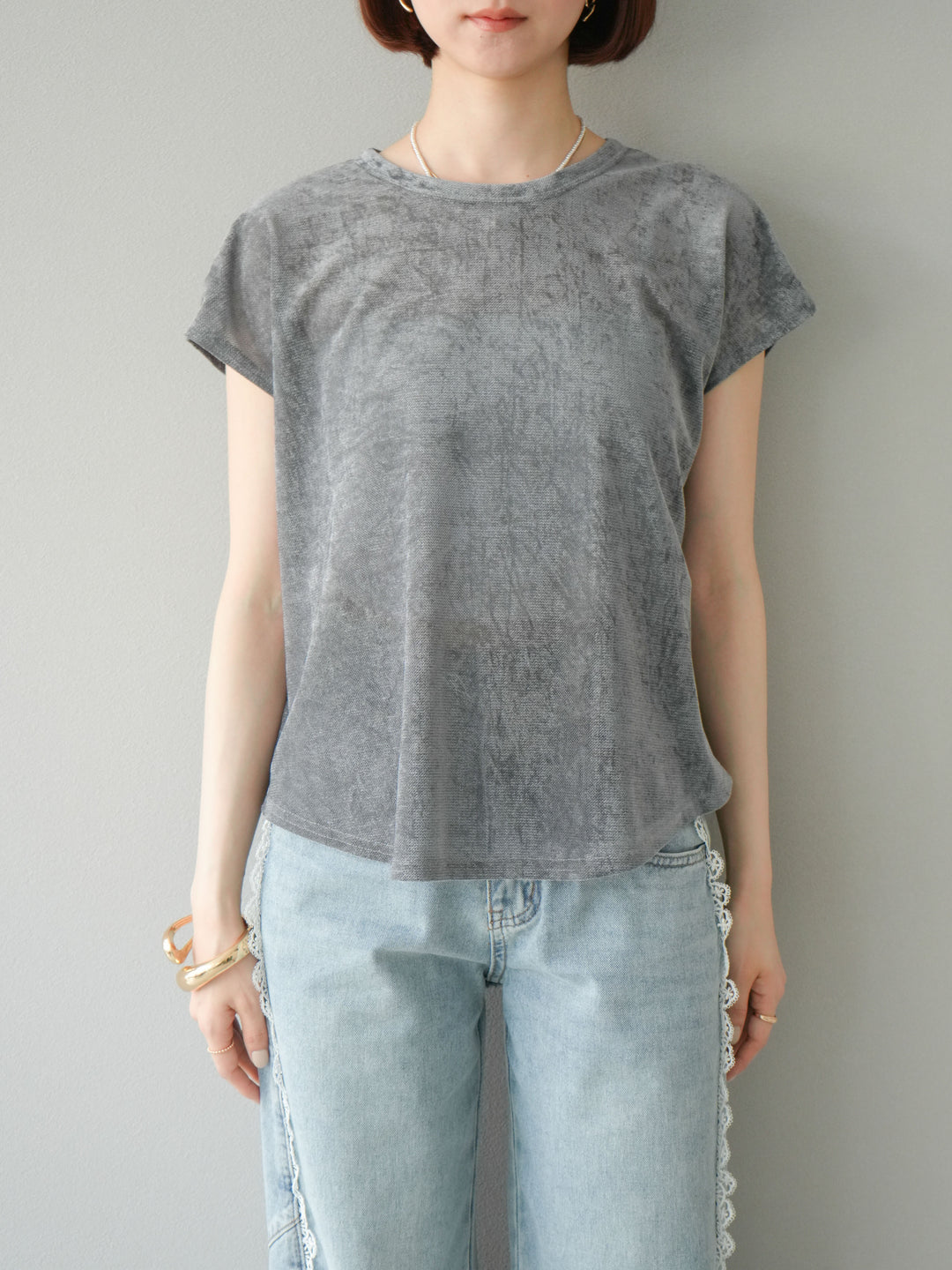 [予約]シアーベロアプルオーバー/チャコール