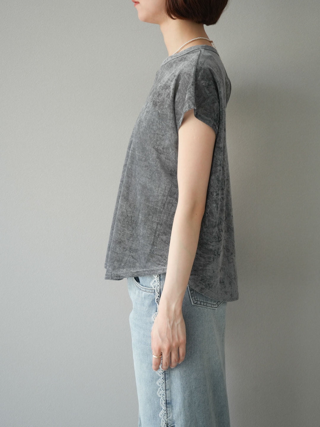 [予約]シアーベロアプルオーバー/チャコール