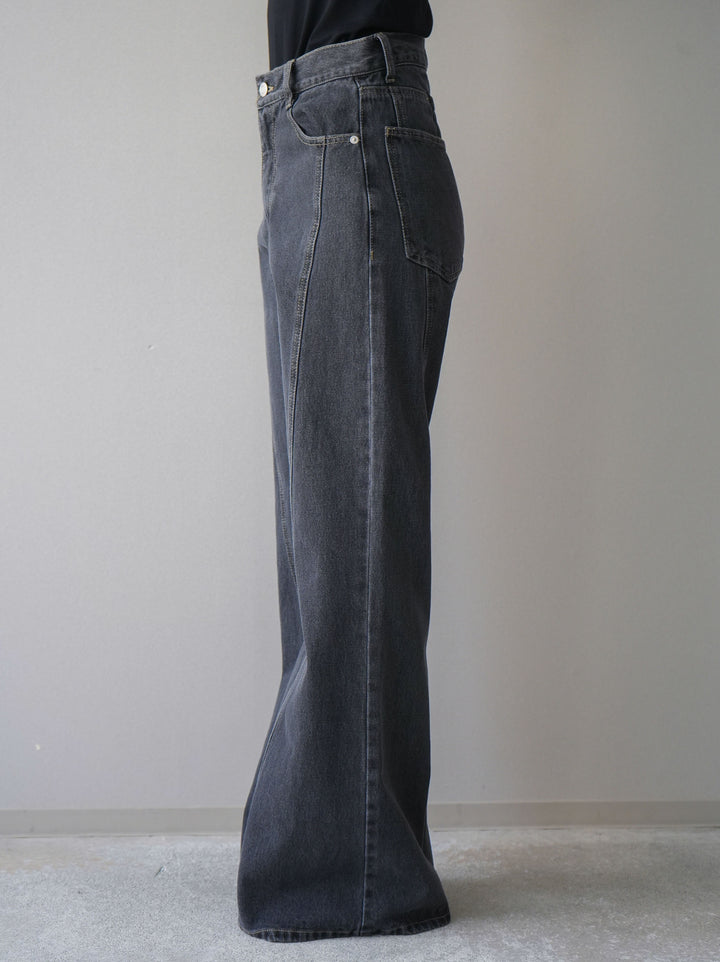 [予約]サイドラインフレアデニムパンツ/gray