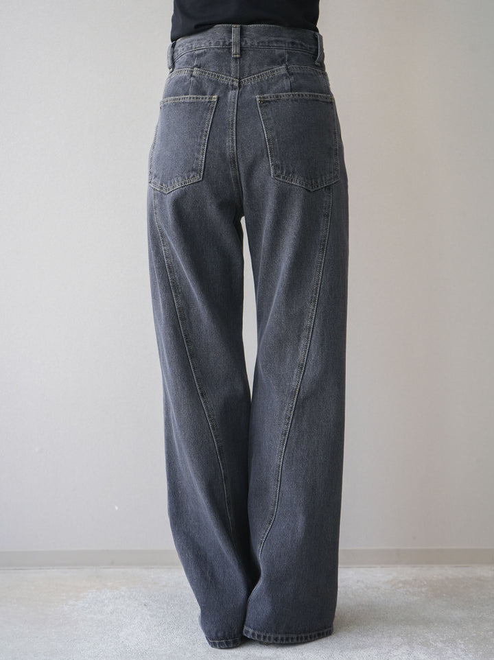 [予約]サイドラインフレアデニムパンツ/gray