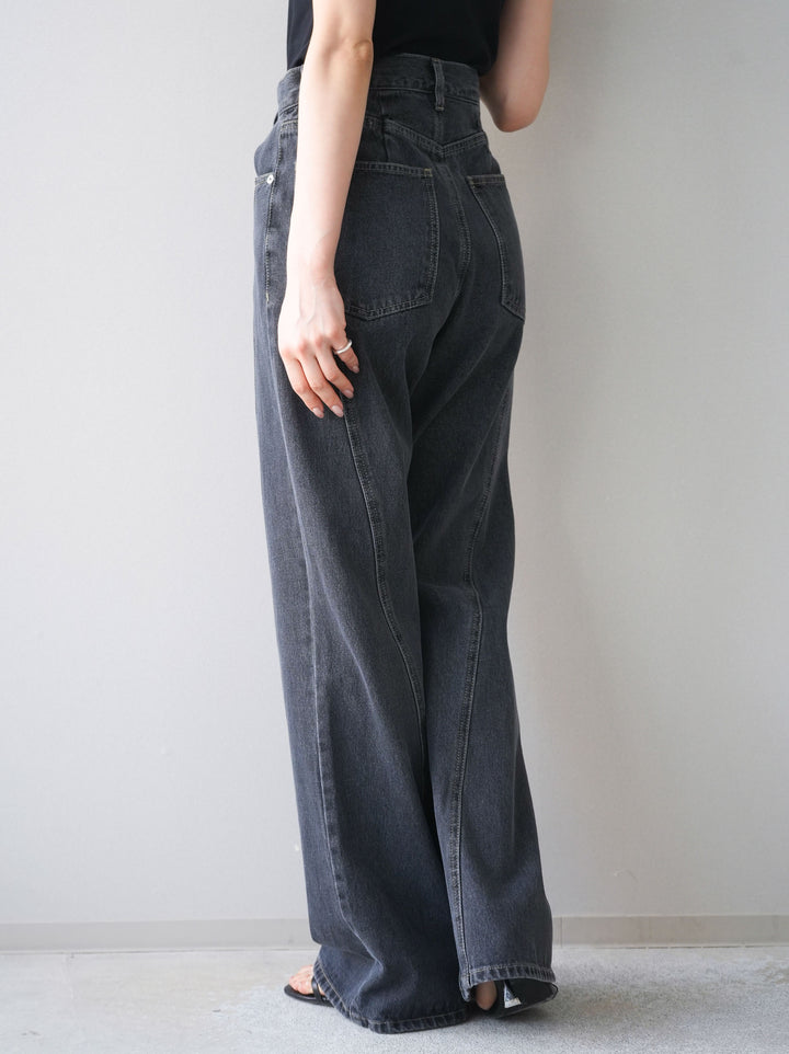 [予約]サイドラインフレアデニムパンツ/gray