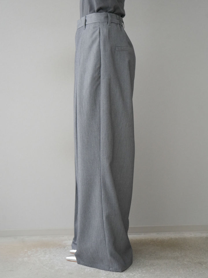 【預購】斜紋設計褶皺寬褲/淺灰