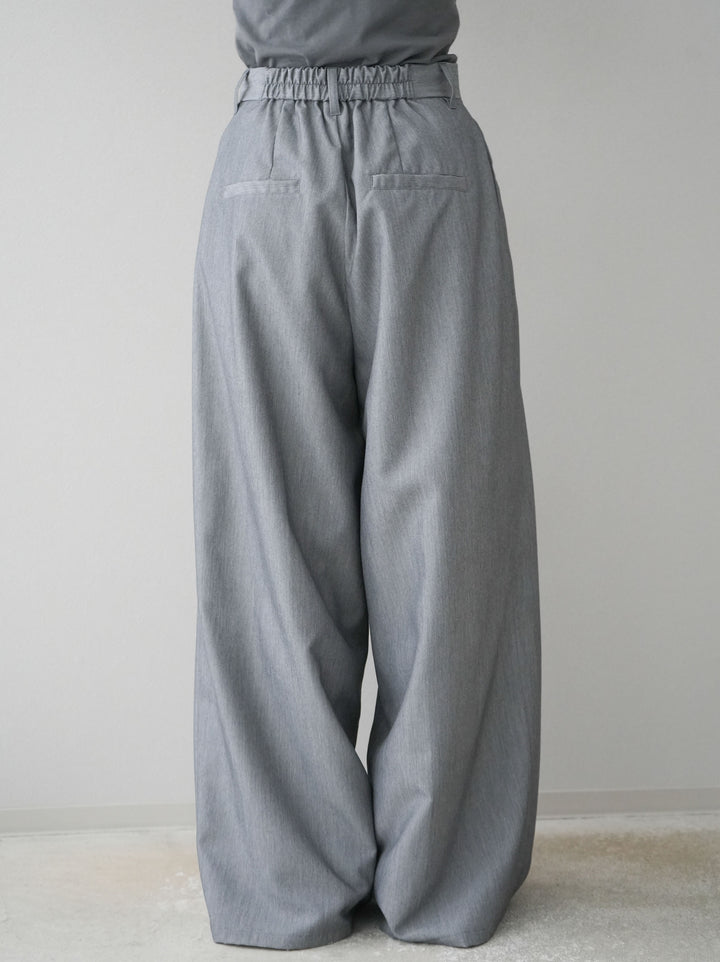 【預購】斜紋設計褶皺寬褲/淺灰