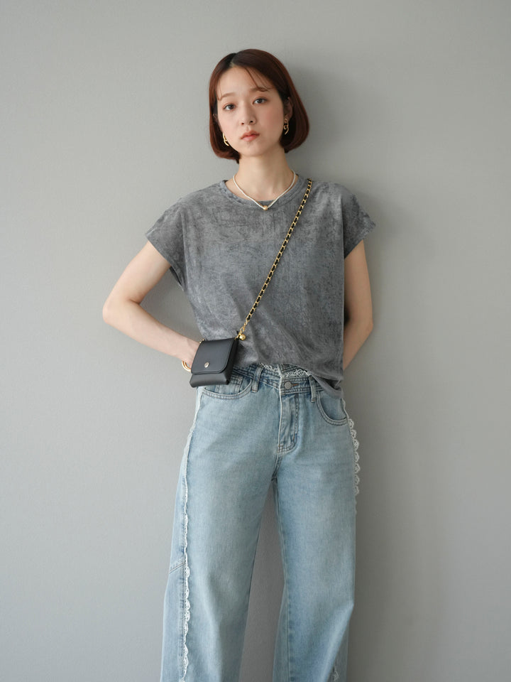 [予約]シアーベロアプルオーバー/チャコール